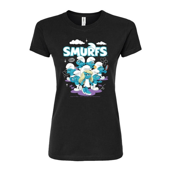 Smurfs - Group Logo - Juniors Fitted Graphic T-Shirt
