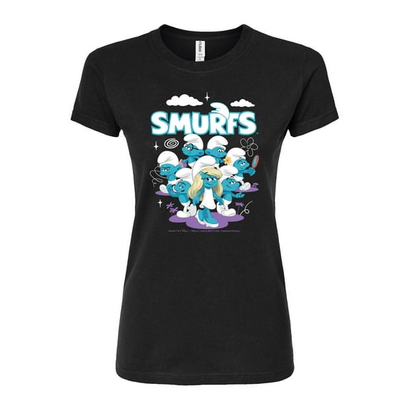 Smurfs - Group Logo - Juniors Fitted Graphic T-Shirt