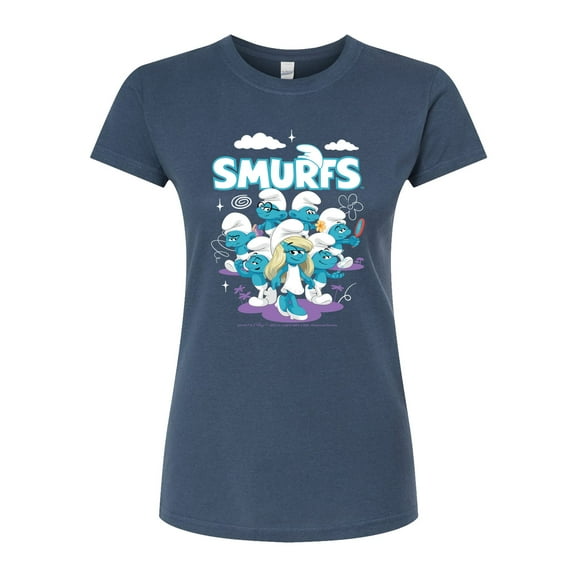 Smurfs - Group Logo - Juniors Fitted Graphic T-Shirt