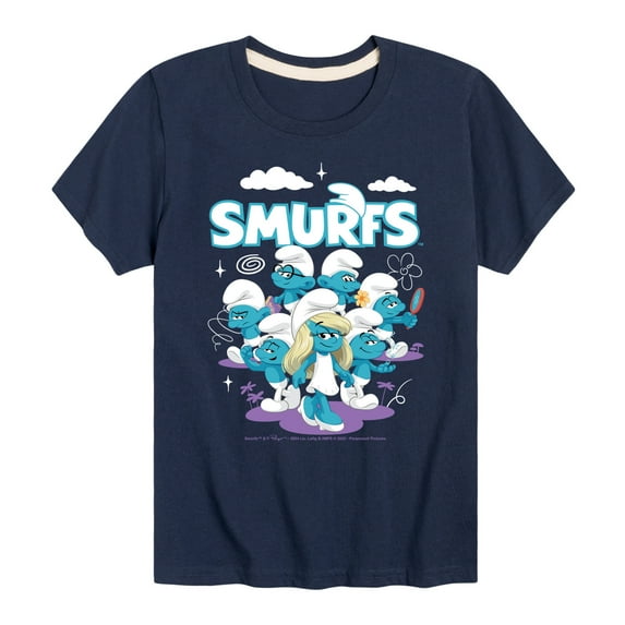 Smurfs - Group Logo - Kids Youth Short Sleeve Tee