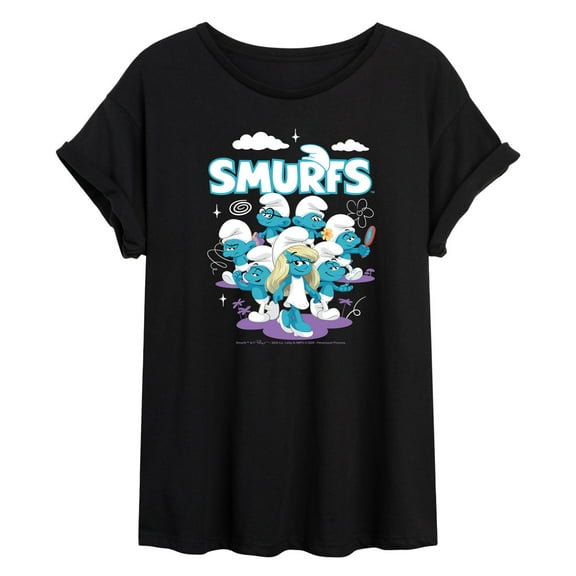 Smurfs - Group Logo - Women's Oversized Graphic T-Shirt