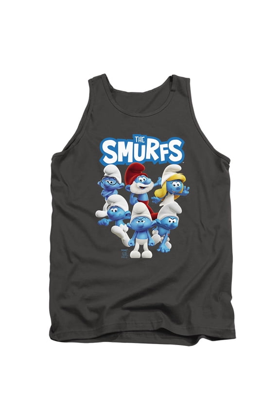 Smurfs Group Shot Unisex Adult Tank Top,Charcoal Charcoal,Large
