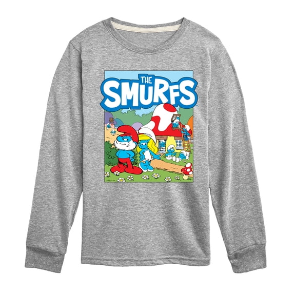 Smurfs - Group Village - Youth Boys Long Sleeve Graphic T-Shirt