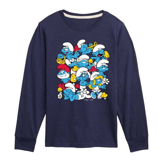 Smurfs - Group - Youth Boys Long Sleeve Graphic T-Shirt