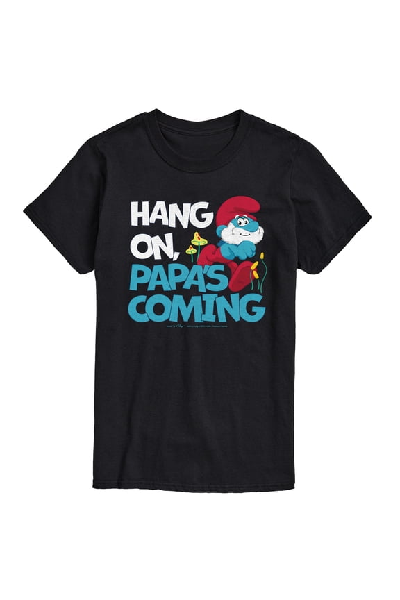 - Hang On Papas Coming - Men's Short Sleeve Graphic T-Shirt