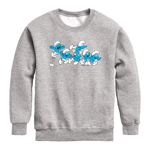 Smurfs - Happy Group - Youth Boys Crew Fleece Sweatshirt