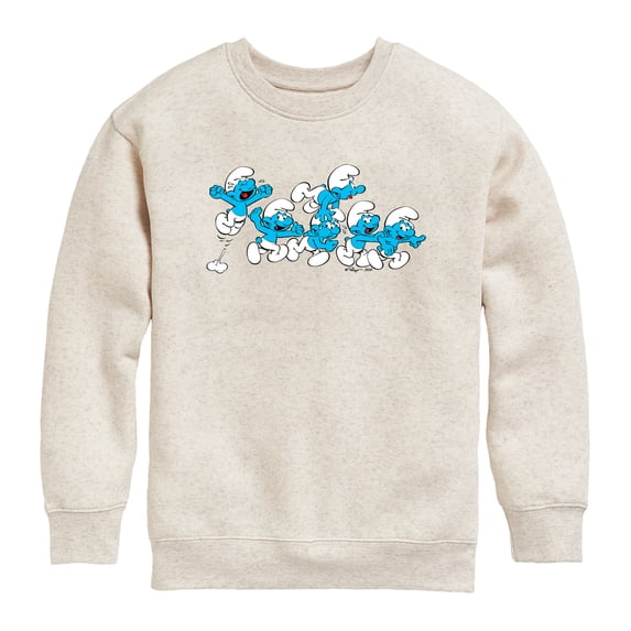 Smurfs - Happy Group - Youth Boys Crew Fleece Sweatshirt