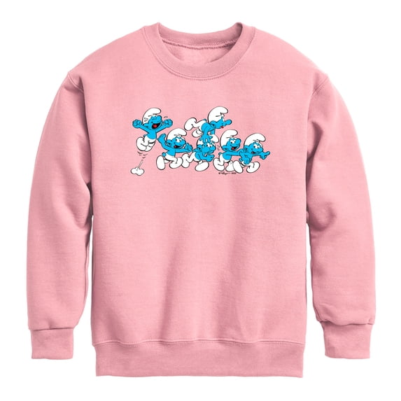 Smurfs - Happy Group - Youth Boys Crew Fleece Sweatshirt