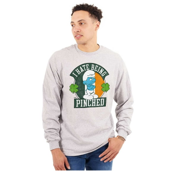 Smurfs Hate Being Pinched St Paddy Unisex Plus Size Long Sleeve Shirt Brisco Brands 3X