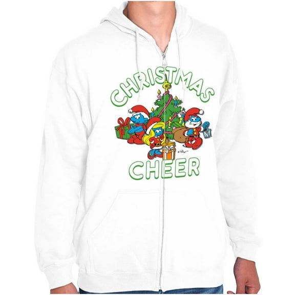 Smurfs Holiday Christmas Cheer Zip Up Hoodie Men's Women's Brisco Brands L