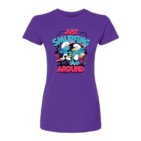 Smurfs - Just Smurfing Around - Juniors Fitted Graphic T-Shirt