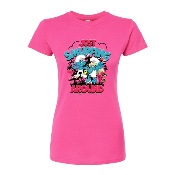 Smurfs - Just Smurfing Around - Juniors Fitted Graphic T-Shirt
