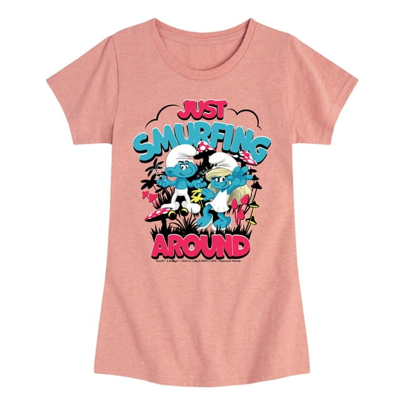 Smurfs - Just Smurfing Around - Toddler And Youth Girls Fitted Short Sleeve Graphic T-Shirt