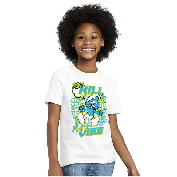 Smurfs Kanji Don't Kill My Vibe Crewneck T Shirts Boy Girl Teen Brisco Brands S