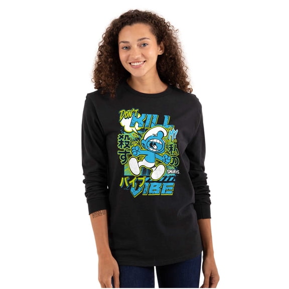 Smurfs Kanji Don't Kill My Vibe Long Sleeve TShirt Men Women Brisco Brands M