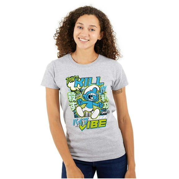 Smurfs Kanji Don't Kill My Vibe Women's T Shirt Ladies Tee Brisco Brands L
