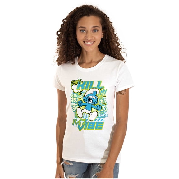 Smurfs Kanji Don't Kill My Vibe Women's T Shirt Ladies Tee Brisco Brands M