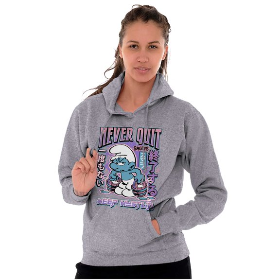 Smurfs Kanji Never Quit Keep Hustlin Hoodie Sweatshirt Women Men Brisco Brands L