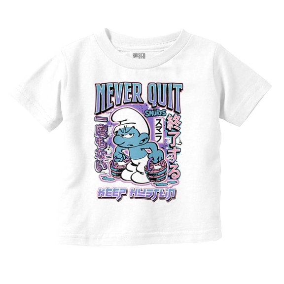 Smurfs Kanji Never Quit Keep Hustlin Toddler Boy Girl T Shirt Infant Toddler Brisco Brands 2T