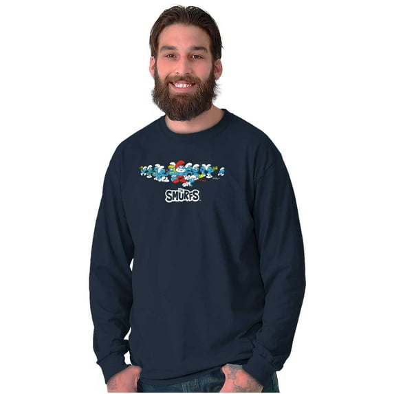 Smurfs Retro 80s Cartoon Characters Long Sleeve TShirt Men Women Brisco Brands S