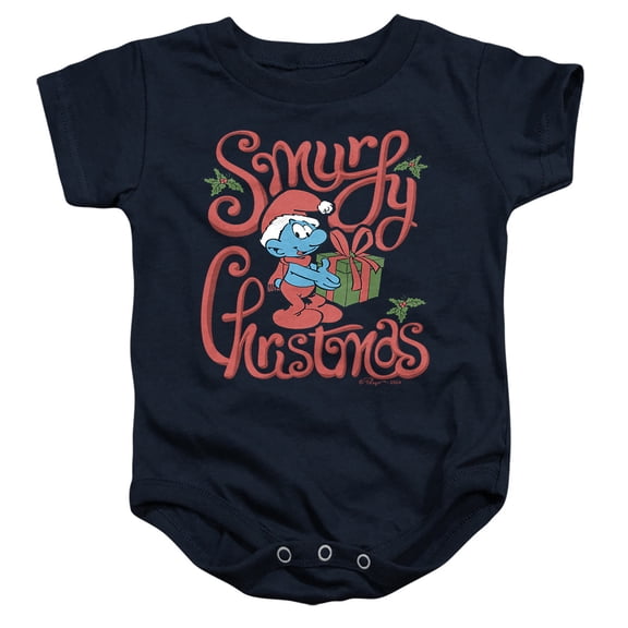 Smurfs Smurfy Christmas Gift Unisex Infant Snap Suit for Baby, Navy, Large