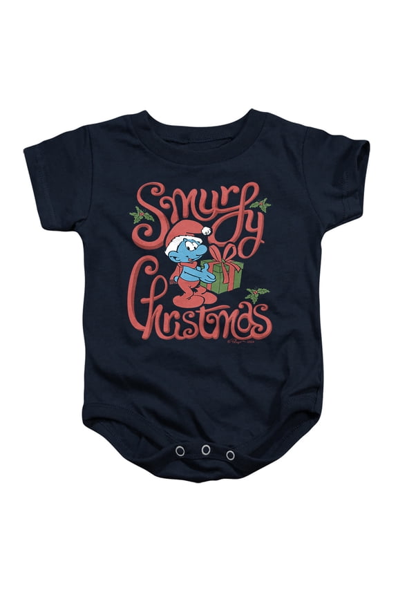 Smurfy Christmas Gift Unisex Infant Snap Suit for Baby, Navy, Large