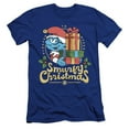 thumbnail image 1 of Smurfs Smurfy Christmas With Brainy Smurf Unisex Adult Canvas Brand T Shirt, Royal, 2X-Large, 1 of 3