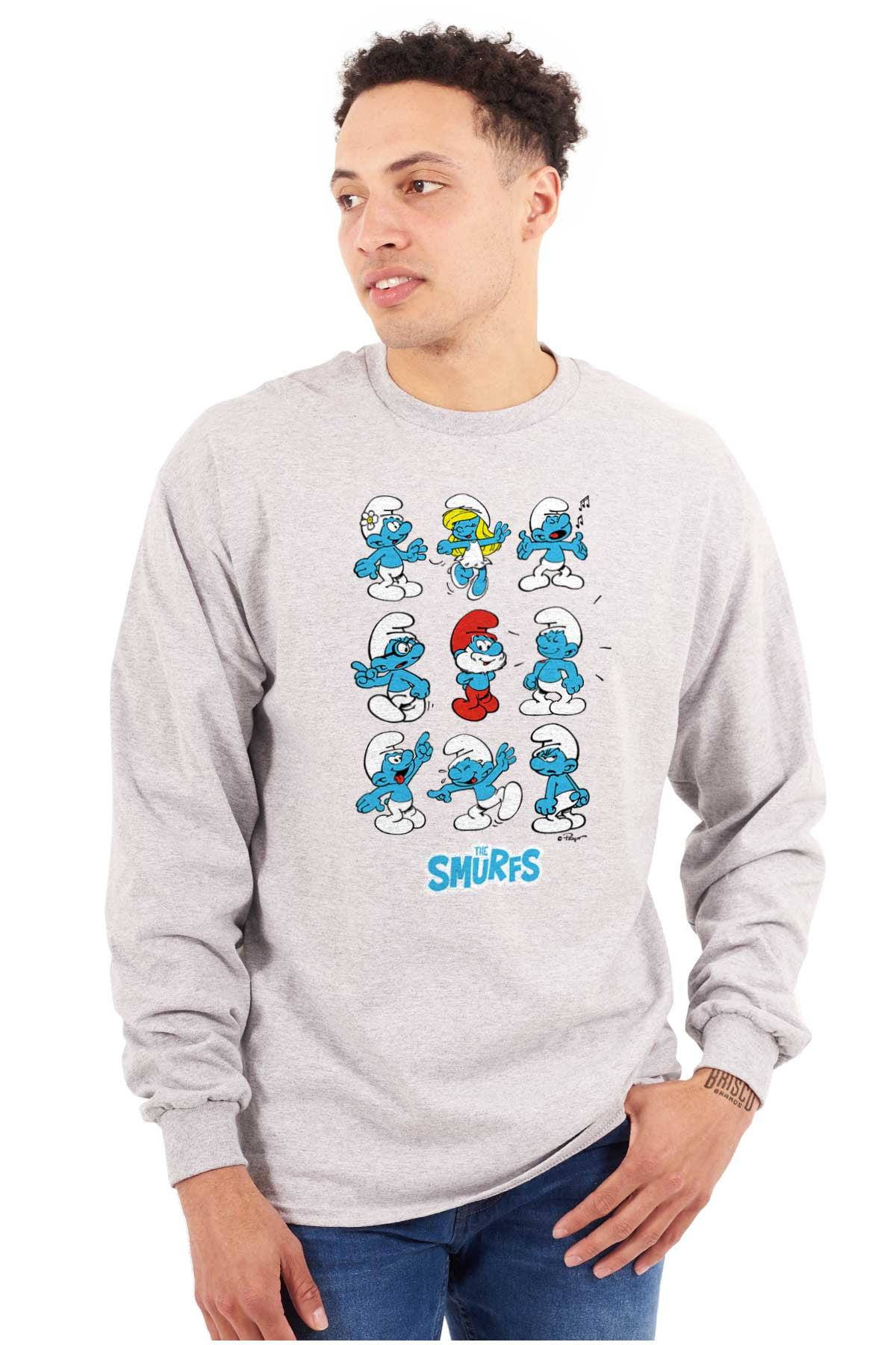Smurfs Squad Papa Smurfette Cartoon Unisex Plus Size Long Sleeve Shirt ...