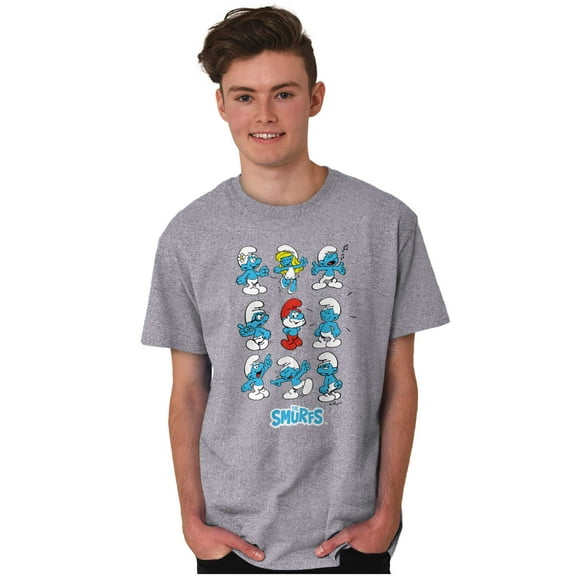 Smurfs Squad Papa Smurfette Cartoon Men's Graphic T Shirt Tees Brisco Brands S