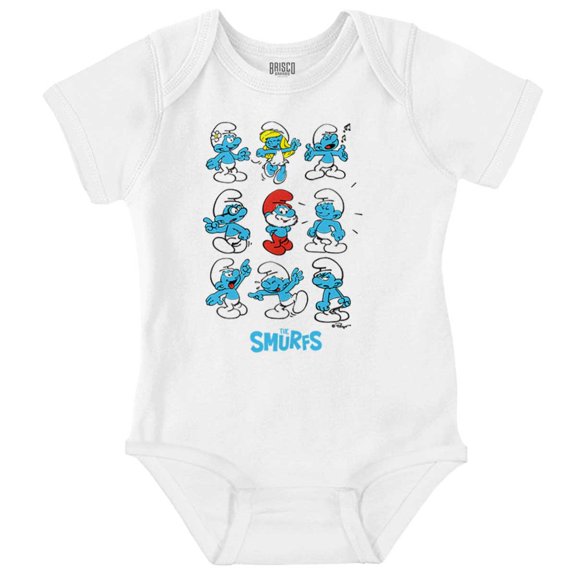 Smurfs Squad Papa Smurfette Cartoon Romper Boys or Girls Infant Baby Brisco Brands 6M