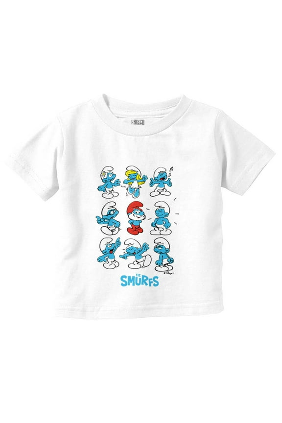Smurfs Squad Papa Smurfette Cartoon Toddler Boy Girl T Shirt Infant Toddler Brisco Brands 12M