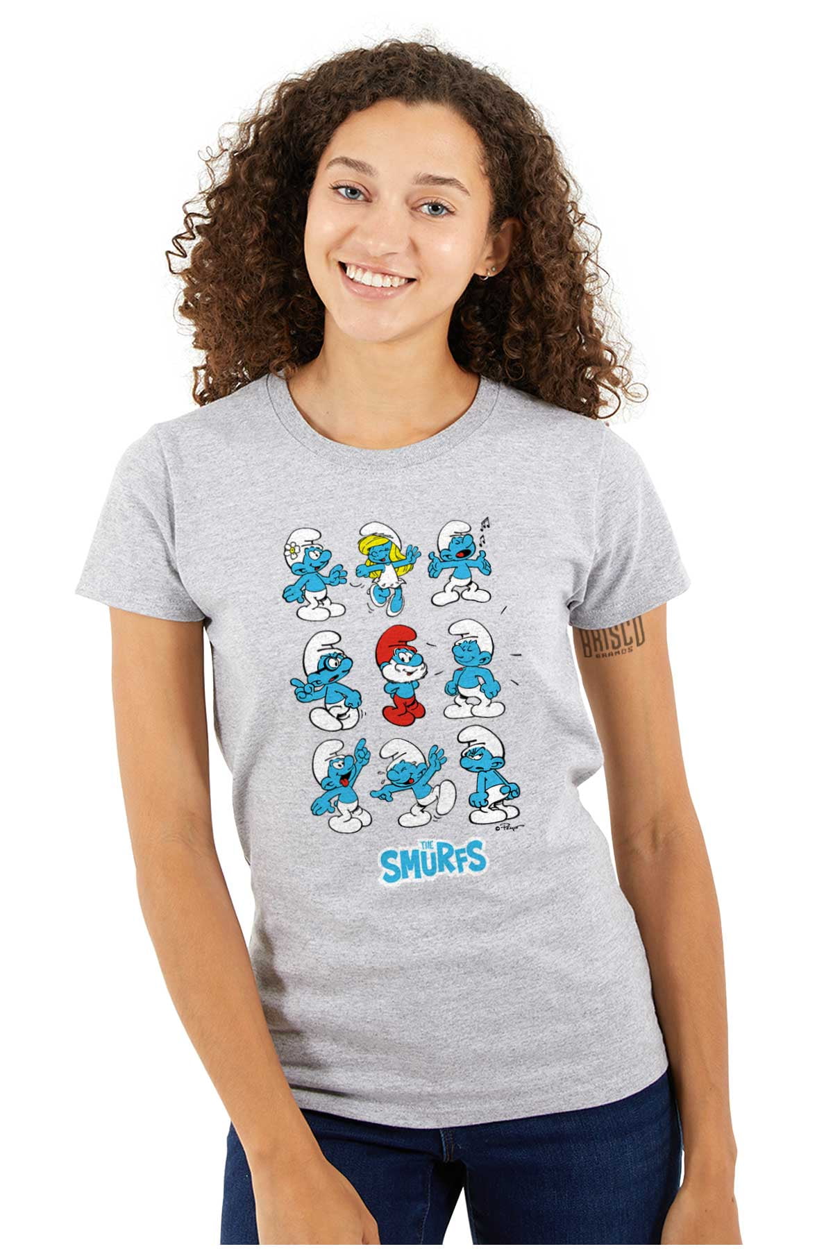 Smurfs Squad Papa Smurfette Cartoon Womens Fitted Plus Size Graphic Tee ...