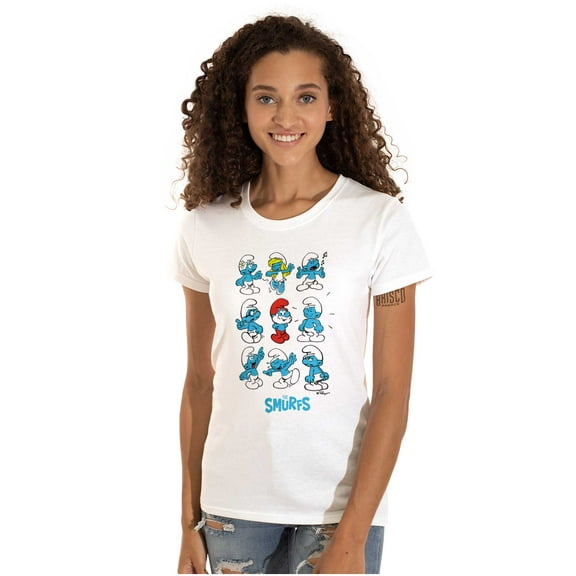Smurfs Squad Papa Smurfette Cartoon Women's T Shirt Ladies Tee Brisco Brands L
