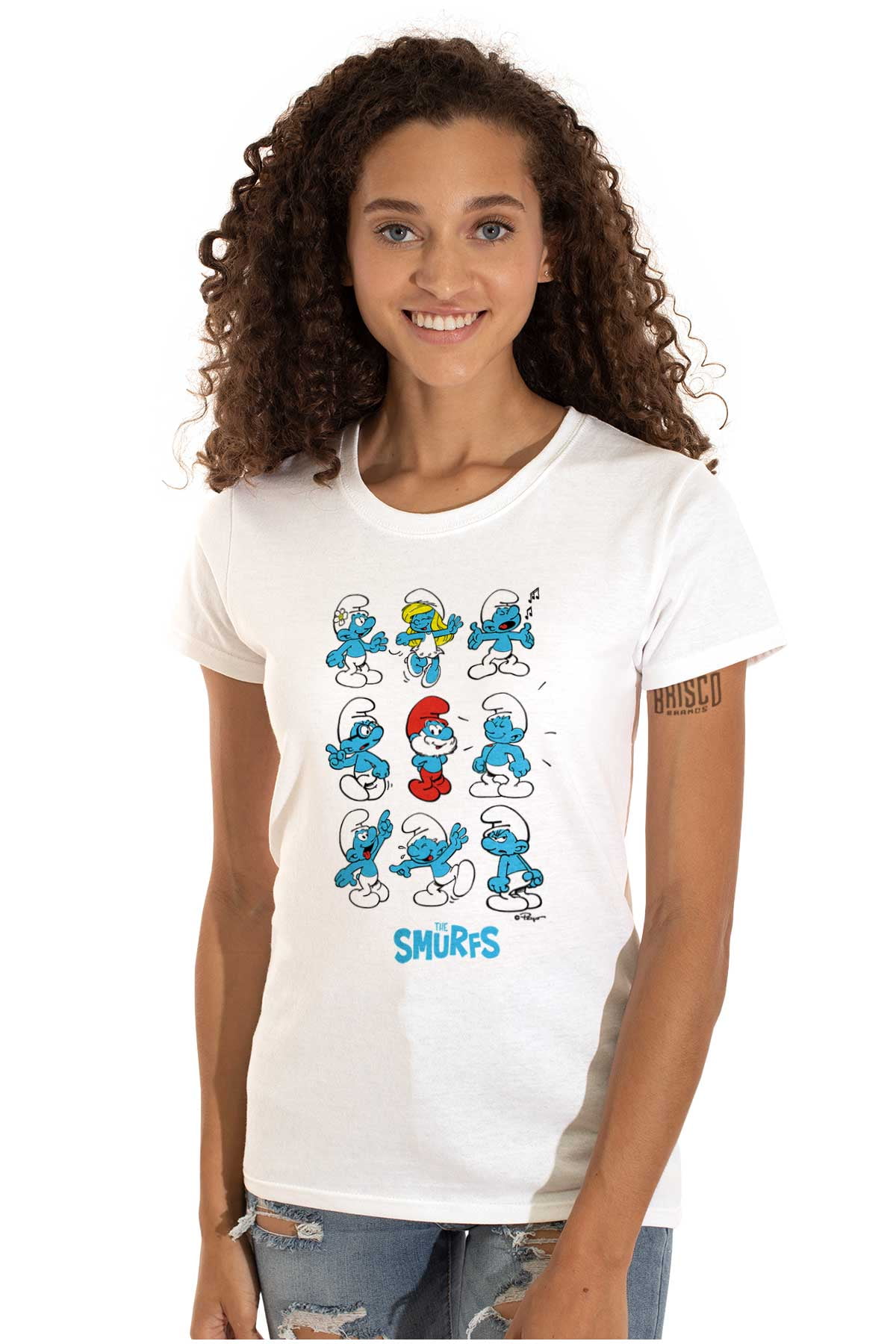 Smurfs Squad Papa Smurfette Cartoon Women's T Shirt Ladies Tee Brisco ...