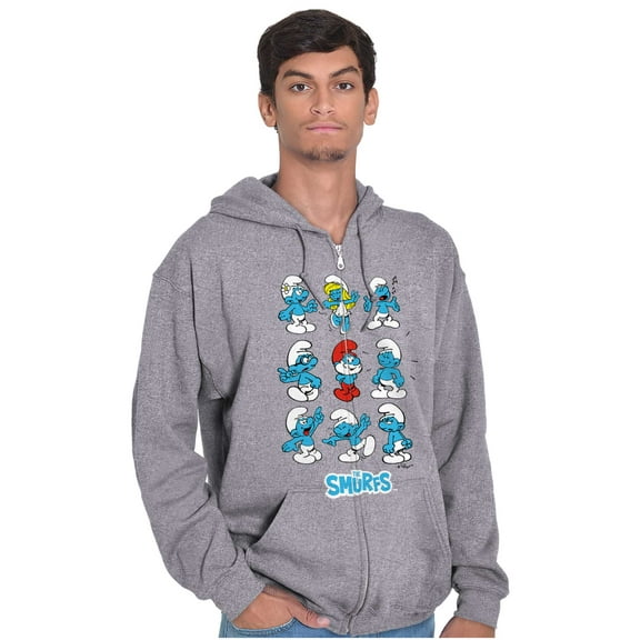 Smurfs Squad Papa Smurfette Cartoon Zip Up Hoodie Men's Women's Brisco Brands S