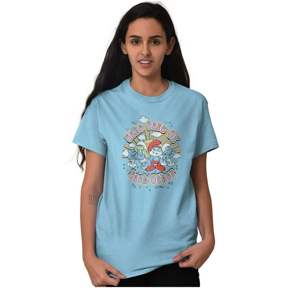 Smurfs Take Care Of Each Other Women Plus Size Graphic Tee Tees Brisco Brands 4X