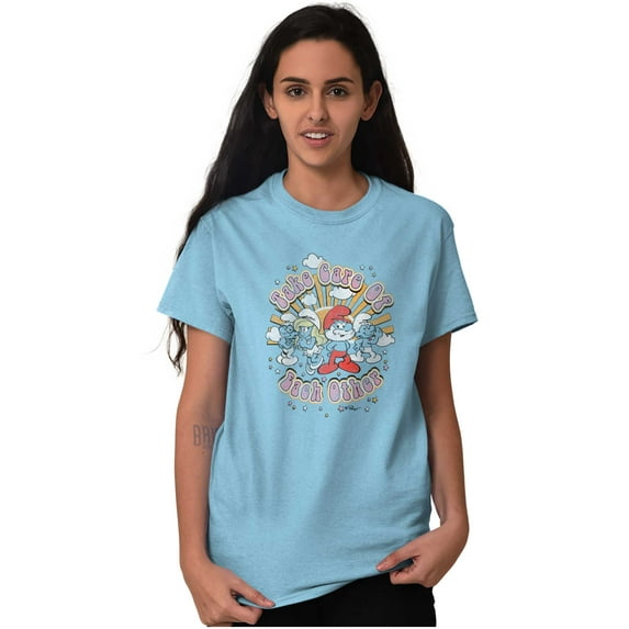 Smurfs Take Care Of Each Other Women's Graphic T Shirt Tees Brisco Brands X