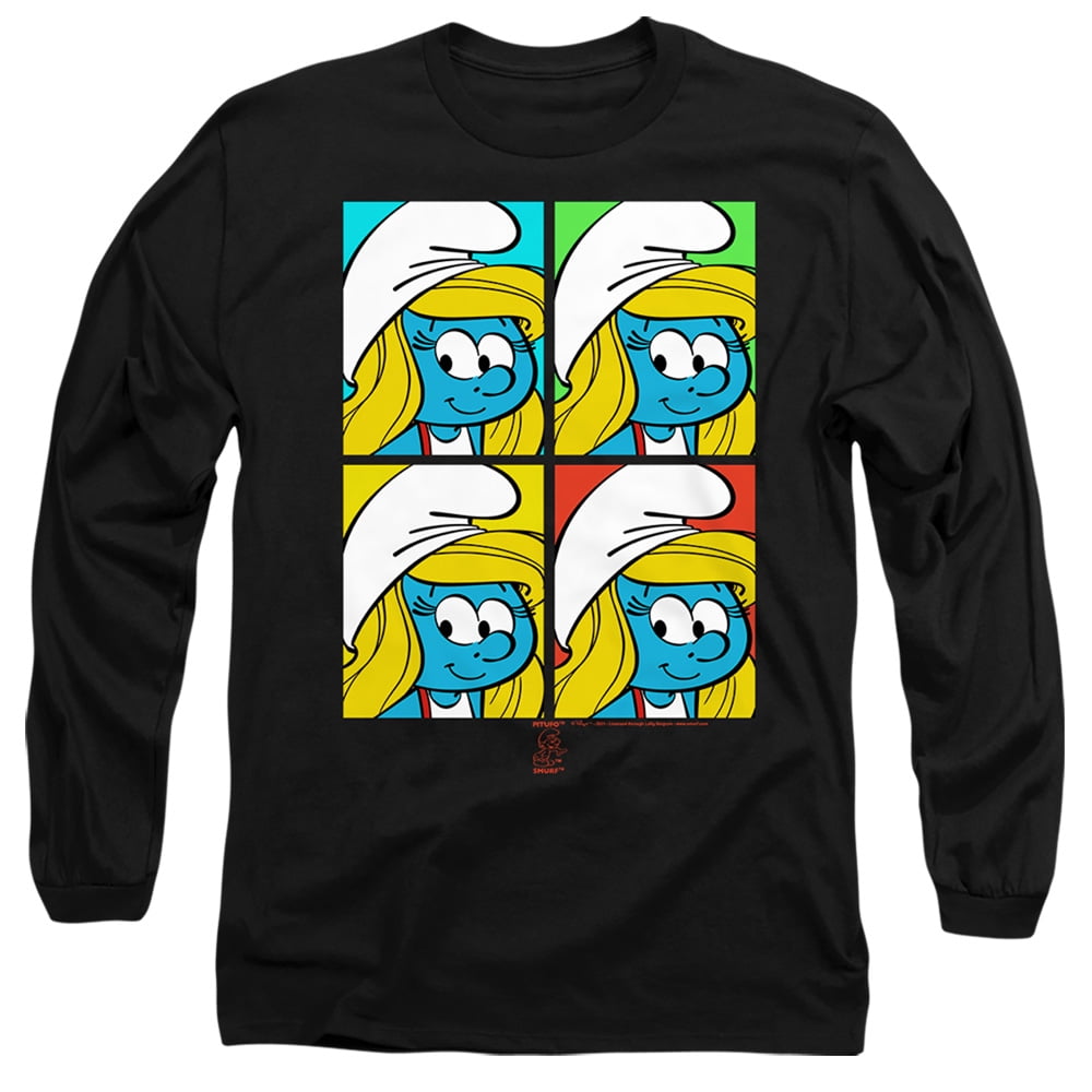 Smurfs Tiles Unisex Adult Long-Sleeve T Shirt,Smurfette Tiles Black,X ...