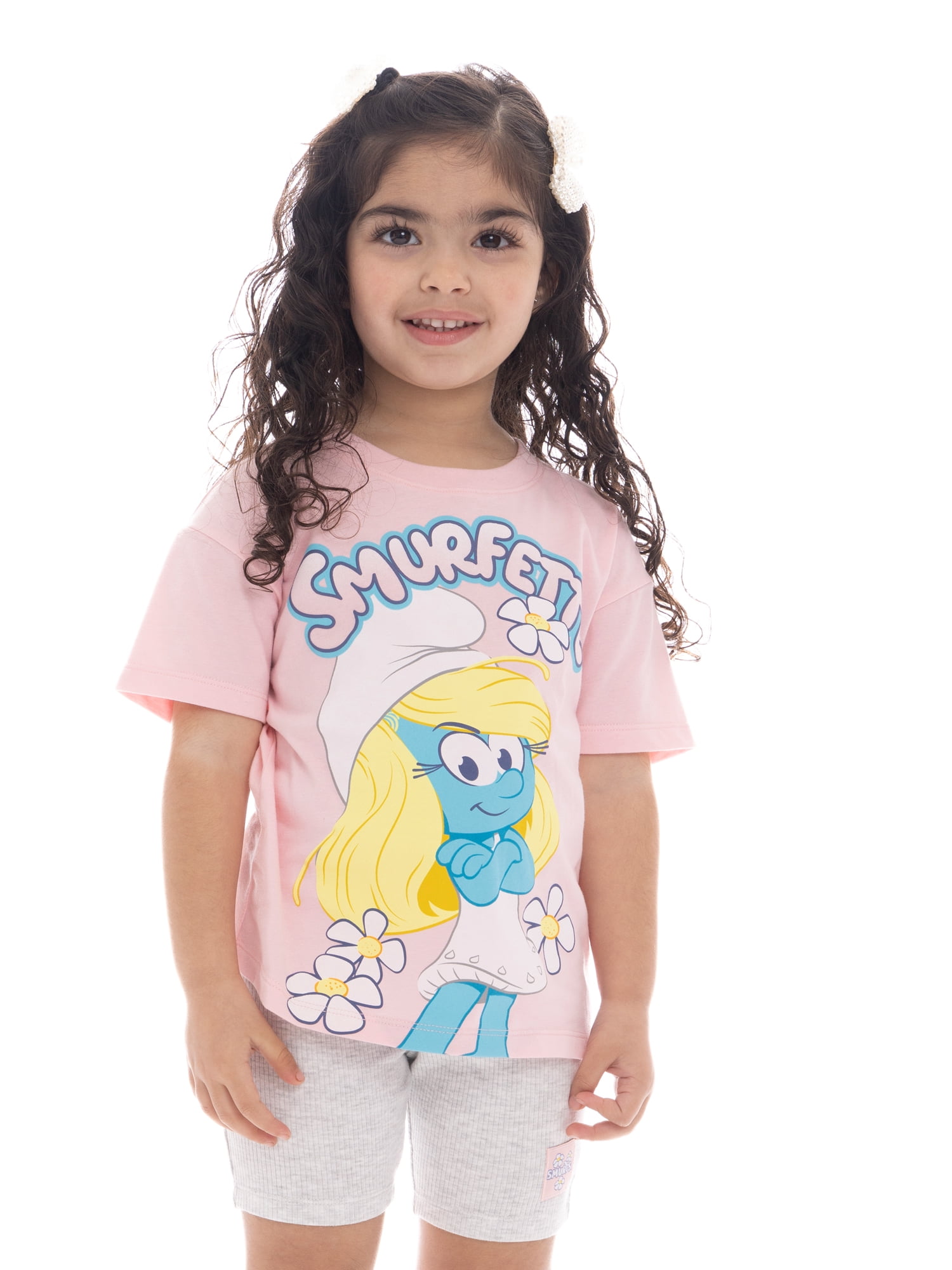 Smurfs Toddler Girls Smurfette Graphic Tee and Bike Shorts Set, 2-Piece, Sizes 2T-5T