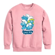 Smurfs - Together Boys' Graphic Long Sleeve Fleece Sweatshirt