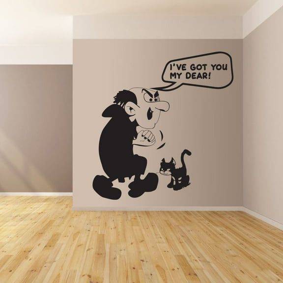 The Smurfs Villain Gargamel and Cat Smurf Cartoon Wall Sticker Art Decal for Girls Boys Kids Room Bedroom Nursery Kindergarten House Fun Home Decor Stickers Wall Art Vinyl Decoration Size (10x8 inch