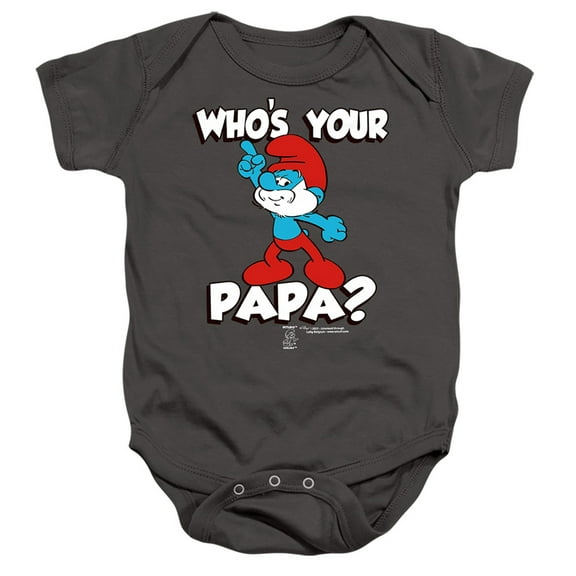 Smurfs Who's Your Papa? Unisex Infant Snap Suit for Baby,Who's Your Papa? Charcoal,6 Months