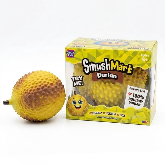 Smush Mart Durian Squishy, Crazy Fun Fruit-Slow-Rising Squishy Figure, RMS Stress Relief Squeeze Ball, Novelty Gift for Home, Office, Travel