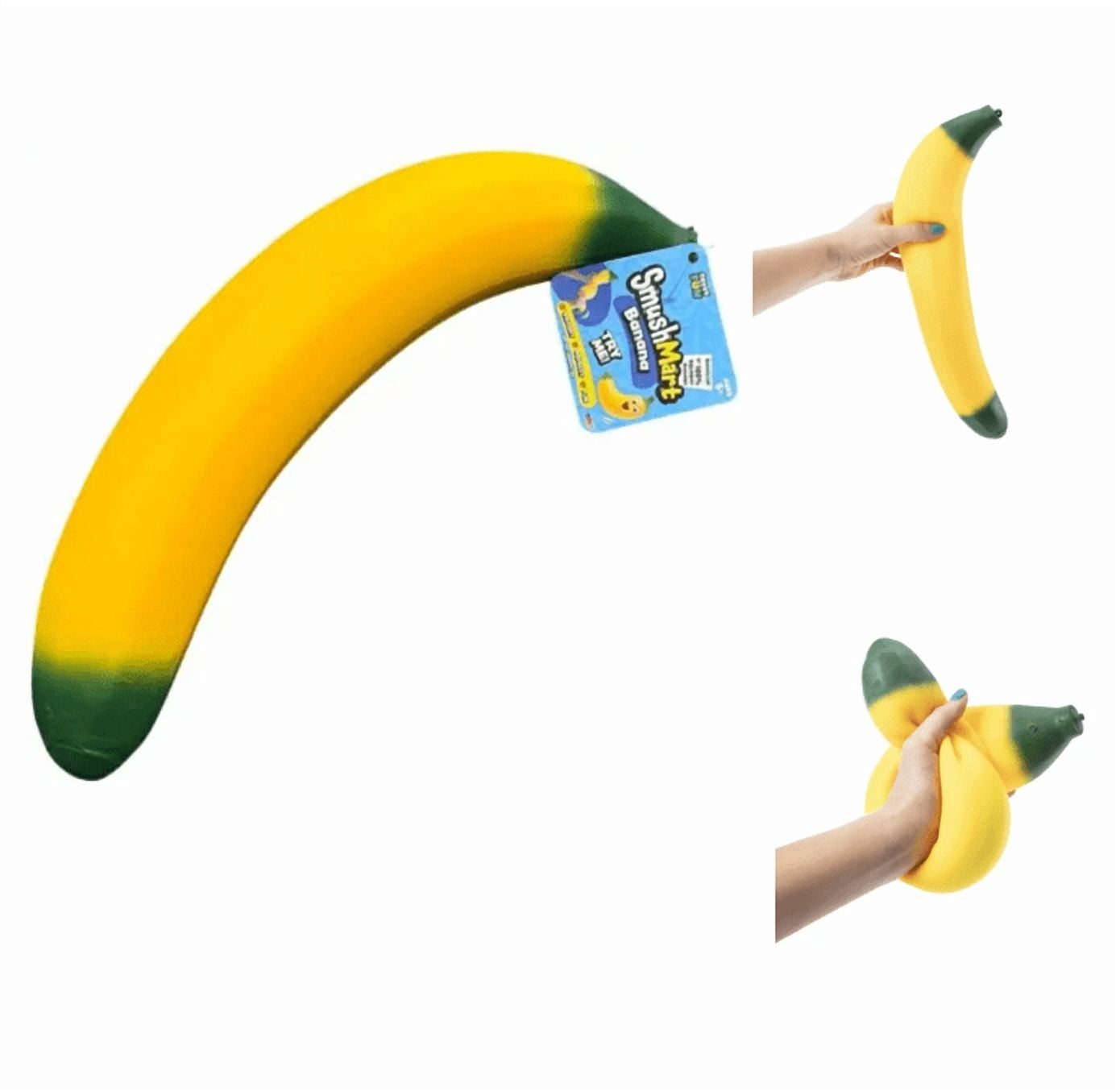 Smush Mart Squishy Banana 15-Inch Squeeze Toy, Sensory Stress Relieving Banana Figure,Giant Fruit Soft Novelty Toy for Adults - Tactile Stress Relief Squeeze Toy