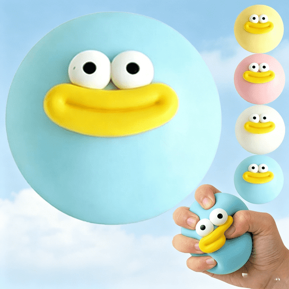 Smushers Duck Face Squishy, Interchangeable Faces Slow Rebound Squeeze Ball, Anxiety Relief Sensory Ball for Daily Stress Release (Blue)