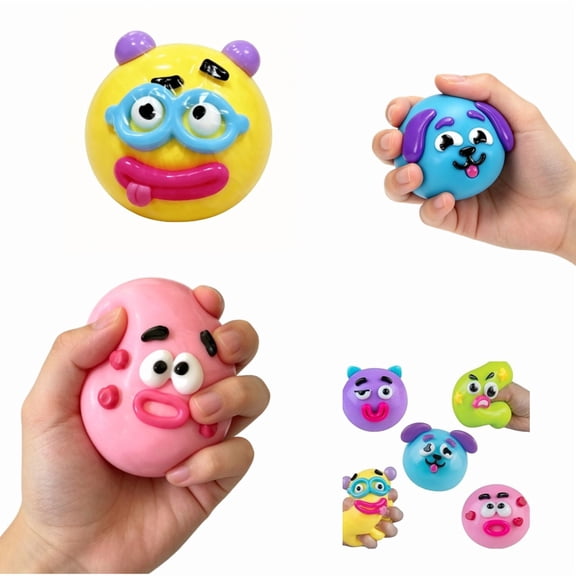 Smushers Faces Squeezing Toys, Soft Slow Rise Dough Fidget, Cute Animal Stress Relief for Adults, Desk Sensory Calm