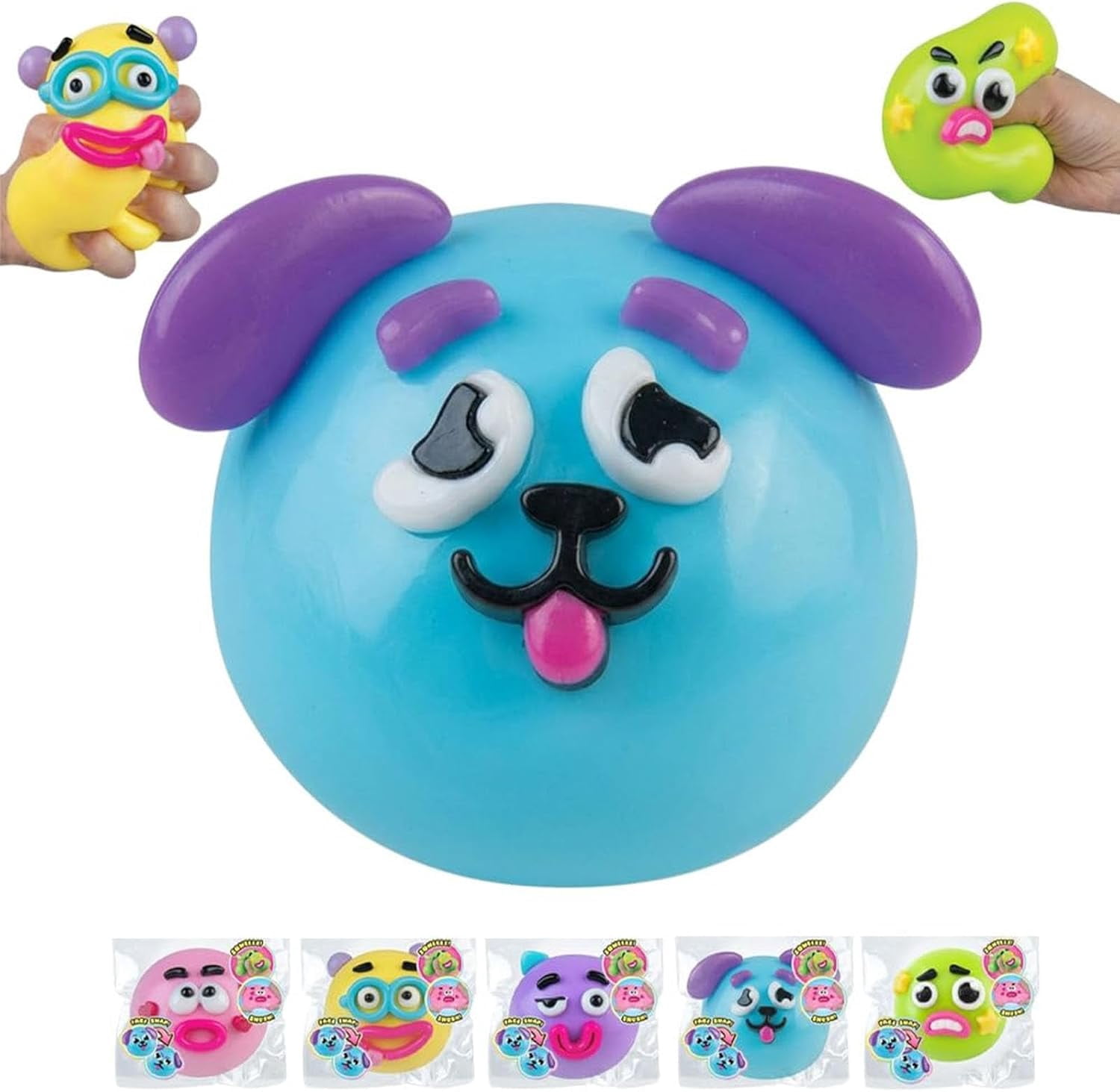 Smushers Squishy - Curiosities Smushers Dog Face Swap Squishy Soft Moldable Cute Slow Rise Relaxing Sensory Fidget Fun Desk Accessory for Adults