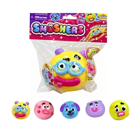 Smushers Squishy Dog Face Toys Yellow - Curiosities Smushers Face Swap Squeeze Smush Stress Relief Sensory Toy, Safe & Fun for All Ages