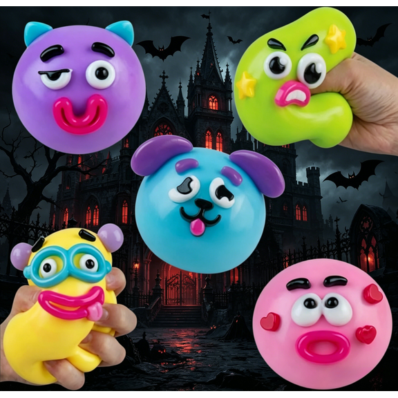 Smushers Squishy Gift Set, 5 Cute Moldable Face Swap Squishy Balls, Slow Rise Squeeze Toys, Perfect for Friends Coworkers & Hobbyists