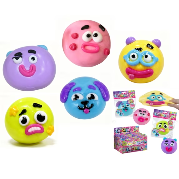 Smushers Squishy Toys - Curiosities Smushers Dog Face Swap Sqweezz Smush , Safe and Fun Design for All Ages Purple (5 color style)